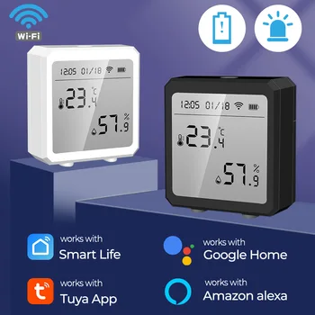 Tuya wi-Fi de Temperatura e Umidade Sensor Detector de Casa Inteligente LCD Digital Termômetro Higrômetro Trabalhar com o Google Alexa