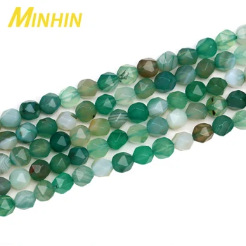 MINHIN 8mm Natural Irregulares Verde Grânulos de Pedra Redonda Solta Esferas Espaçador para Jewely Fazer Pulseira, Colar de DIY Acessório