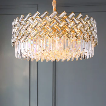 Pós-moderno da luz de luxo lustre de cristal sala de estar lâmpada nova personalidade, simples, duplex, quarto, sala de jantar lâmpada