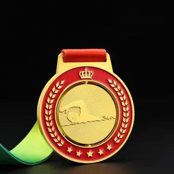 Ouro De Natação Medalhas De Premiação Com Pescoço Da Faixa De Opções Em Massa Prêmio Dom Desporto Escolar Lembrança Prêmio Medalha De Ofício Em Branco Fábrica Feitos