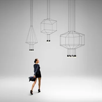 Loft simples lustre criativo geométricas industrial vento de iluminação de ferro lustre bar do salão de exposição de loja de roupas restaurante