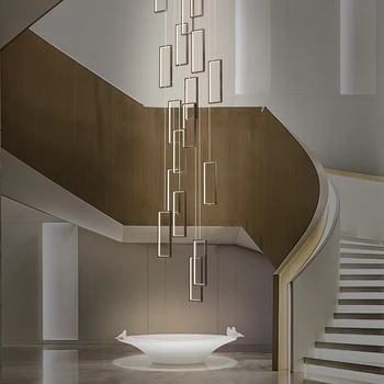 Duplex sala de LED iluminação do candelabro moderno e minimalista loft villa escadaria longa da lâmpada de luz de luxo minimalista lustre
