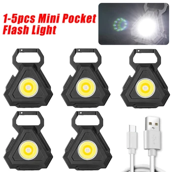Portátil Mini Lanterna da ESPIGA do Keychain do DIODO emissor de Luz de Trabalho TypeC Recarregável USB Acampamento de Pesca, Escalada de Emergência Lanterna de Bolso