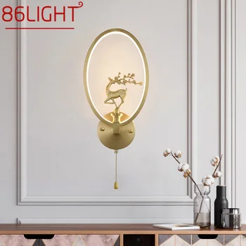 86LIGHT de Estilo Chinês, Lâmpada de Parede LED de Ouro Vintage Bronze Criativo Veado Candeeiro de Luz Para a Casa Sala de estar, Quarto de Estudo Decoração