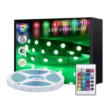 Tira Luzes LED 5050 RGB 5M WIFI 24 Tecla de Controle Remoto de Sincronização de Música E Mudança da Cor do Plug UE
