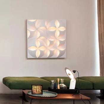 Designer de Flor Branca Combinação Lâmpada de Parede Pós-moderna Sala de estar Luzes LED Atmosfera Decoração Villa Hotel Art Arandelas de Parede