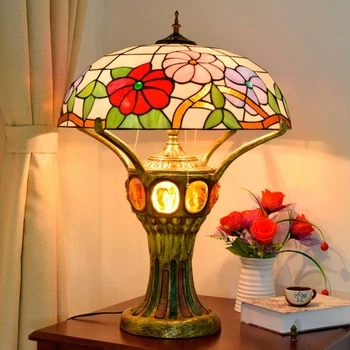 Pastoral da flor grande abajur Tiffany abajur sala de estar Bar do Átrio do Hotel Decorativa lâmpada da tabela