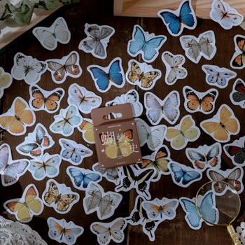 40Packs Atacado Caixa de Adesivos breve história borboletas de papel etiqueta Manual bonito material Decorativo Scrapbook frete Grátis