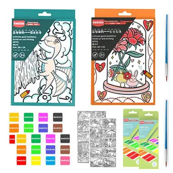 Pocket Colorir A Água De Livros De Colorir Para Crianças Portátil Aquarela Livro Com Tintas E Pincel Para Crianças De 3 Anos De Idade