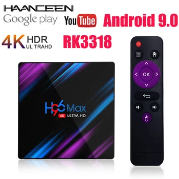 H96 MAX Smart Caixa de TV Android 9.0 4G 64GB 32GB 4K Google Controlo de Voz e de Assisten Wifi, BT Media Player H96MAX RK3318 Set-Top Box 16GB