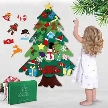 A Decoração Home DIY Senti Árvore de Natal Pendurado na Parede Artificial de Árvore de Natal com o Papai Noel flocos de Neve Ornamento Ano Novo Garoto Presente