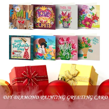 DIY Diamante Pintura Cartões Parcial Broca Mosaico Graças de Aniversário, cartões-Postais com Envelopes Cumprimentar Cartões Festival