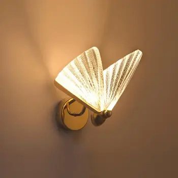 2022 Estilo Nórdico iluminação de Parede Decoração de Luxo Borboleta LED Lâmpada de Cabeceira para Varanda Moderno Candeeiro de Parede de Luz светильник на стену