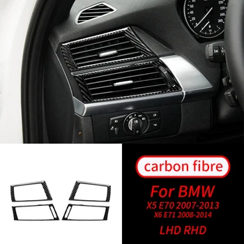 Para a BMW E70 E71 X5 X6 Real de Fibra de Carbono, Interior do Carro de Navegação o Painel de Controle do Condicionador de Ar Tomada de Moldura Decorativa Tampa da Guarnição