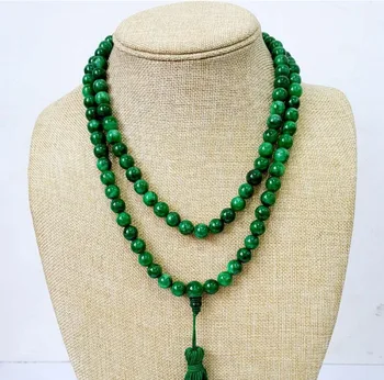 China Artesanal De Escultura Em Jade Verde Natural Jade Contas De Colar De Mão De Seqüência De Caracteres De 108 Contas