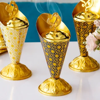 Estilo europeu de ouro padrão de luz de luxo metal queimador de incenso de trabalho a decoração do Oriente Médio Árabe de mão queimador de incenso