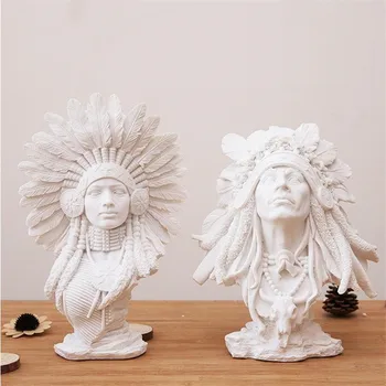 [HHT] Arte Moderna de Arenito Branco Gesso Retrato de Personagem, Escultura Ornamentos de Decoração, Artesanato Indiano Estátua de Mobiliário