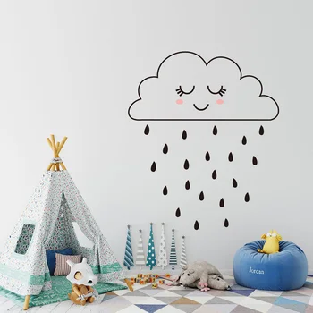 Menina nuvem chover, o DIY de arte adesivo de parede miúdos Bonitos quarto de criança a decoração home stickers Mural de Decalques de parede do poster