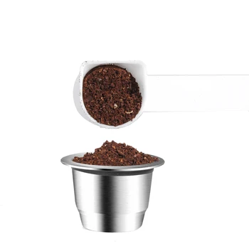 De Aço inoxidável de Café em Cápsula Reutilizável Nespresso Recarregáveis de Café, Cesta de Filtro de Café com Tamper Gadget
