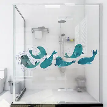 Bonito Leão-marinho Combinação de adesivo de Parede de Sala de estar, Quarto, casa de Banho Banheira de Decoração de Arte Mural Decalques de Parede