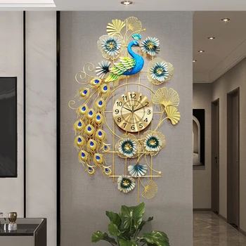 Luxo Digital Relógio de Parede Sala Quarto Pavão Grande Relógio de Parede da Cozinha Nórdica Horloge Murale Decoração de Parede WWH20XP