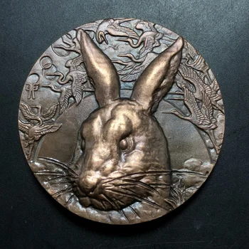 China Elaboração Estátua De Bronze Boa Sorte '12 Zodíacos Lebre'Commemorative Medalhão De Metal, Artesanato, Decoração