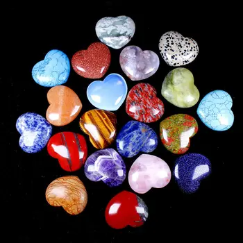 4cm Natural de Cristal em Forma de Coração de Pedra 21 Multicolors Amor de Forma Esculpida Reiki Ágata Obsidiana Gema Artificial Turquesa, Opala Pedra