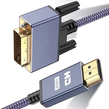 HDMI para DVI Cabo 1080P Bi-Direcional Adaptador DVI para HDMI Conversor Compatível com o Xbox, PC, TV, PS5, Interruptor