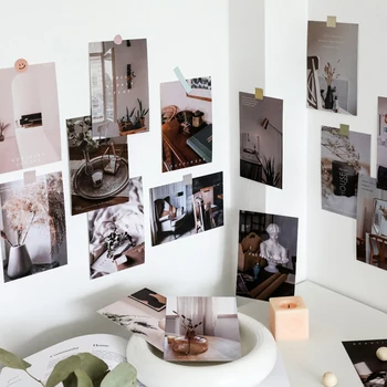 15Pcs Vida Simples Série Adesivo de Parede Cartões Nórdicos Casa Sala de estar Decorativa Decalques DIY Quadro de Imagem de Cartão Postal de Suprimentos