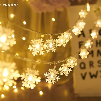 2/5/10M LED floco de Neve Seqüência de Luzes de Fadas Guirlanda Árvore de Natal de Ano Novo Quarto Dia dos Namorados Decoração Lighys USB Bateria