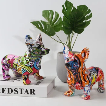 Criativo cão artesanato de resina Keji enfeites de sala de estar de área de Trabalho alpendre, decorações de Resina casa ornamentos