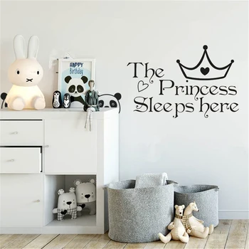 YOSLIFE A Princesa dorme aqui Adesivo de Parede para Bebê menina do quarto decoração de Fundo adesivos de Arte de Decalques de Parede de Vinil ov30