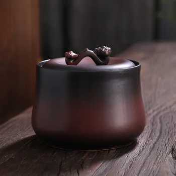 Clássico Chá de Panela de Cerâmica Selado Doces Lanche Pote Casa Ruyi Mão de Chá de grãos de Café, Caixa de Armazenamento à prova de Umidade Portátil Decoração