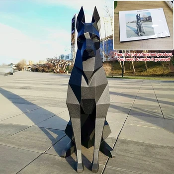 100cm/68cm de Alta Preto Doberman Cão 3D Animal de Escultura Doberman Papercraft Quartos, Sala Artesanal DIY Modelo de Origami
