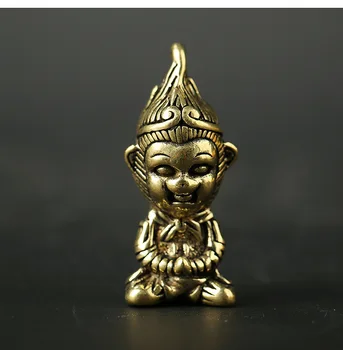 retro Bronze a figura Do Rei Macaco de ouro vara DIY-Chave da cadeia de anel Pingente de ornamento em Miniatura Montagem Chaveiro Pingente a0333