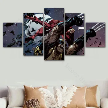 5 Painel de Parede de Arte da Lona da Pintura a Marvel Comics Wolverine Personagens de desenhos animados de Lona Pôster e Impressão de Alta Qualidade a Decoração Home