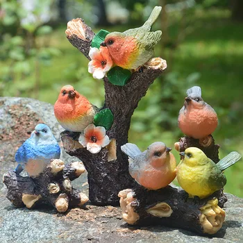 Pastoral simulação de aves enfeites artesanato de resina bonsai decorações de jardinagem, mobiliário