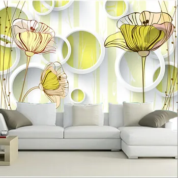 3D personalizado murais,moda moderna, pintados à mão, flores,estéreo 3D círculo de papel de parede,sofá da sala de TV de parede papel de parede do quarto