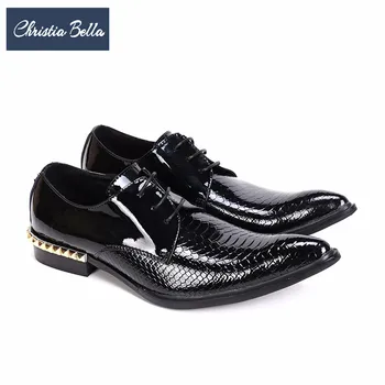 Christia Bella Nova Moda Festa De Casamento De Homens Sapatos Oxford Rebites Brogue Sapatos Italianos De Negócios De Couro Genuíno Homens Sapatos Lace Up
