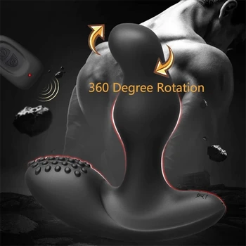 Rádio-controlado de 360°de Rotação, Velocidade de 16 de Vibração Masculina Massagem de Próstata Plug Anal G-Spot Estimular o Buttplug Sexo Anal Brinquedos Para Homens