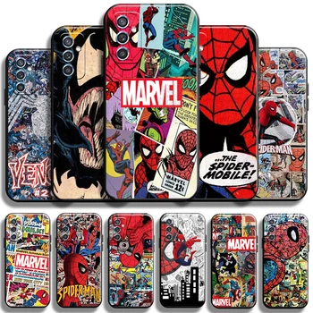 Homem Aranha E O Venom Em Quadrinhos Caso De Telefone Para Samsung Galaxy M52 Proteção Integral Líquido De Silício Preto Casos Macio Carcasa Funda
