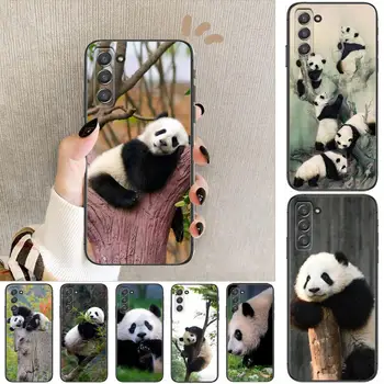 Bonito Chinês Panda Animal Telefone cobertura de casco Para SamSung Galaxy s6 s7 S8 S9 S10E S20 S21 S5 S30 Mais S20 fe 5G Lite Ultra Borda