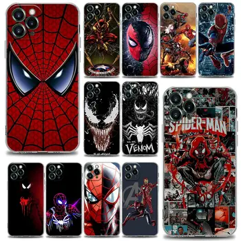 Limpar a caixa do Telefone para o iPhone 11 12 13 Pro Caso de Max 7 8 SE XR XS Max 5 5 6 6 Plus Capa de Silicone Venom do homem-Aranha da Marvel