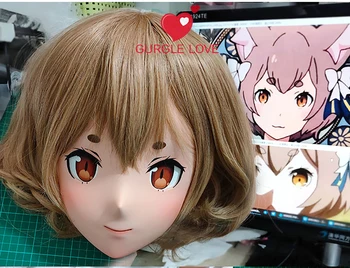 (GLK13)Personalizar Caracteres de Resina Metade da Cabeça Japonês Animego Cosplay Crossdressing Boneca de Anime Kigurumi Máscara Com Olhos E Peruca