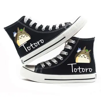 Anime Cartoon Tonari não Totoro Casuais Sapatos de Lona Totoro plimsolls Flats sapatos de Tênis 01