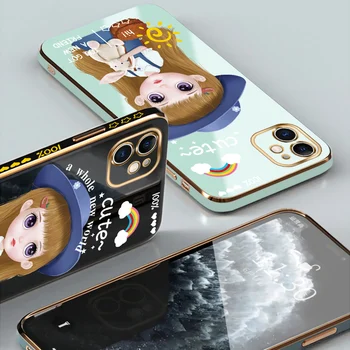 TPU Banhado a Shell Telefone Para Xiaomi Mi 11 Lite 5G 10T 10 Pro Poco X2 X3 Bonito dos desenhos animados Senhora Menina Padrão Suave de Luxo à prova de Choque Caso