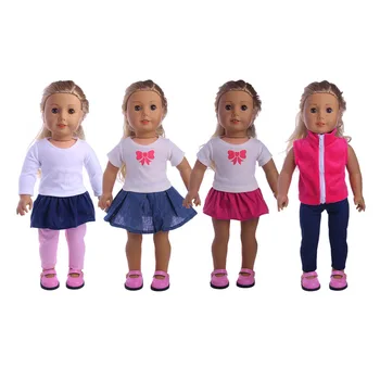 Handmade T-shirts, Saias,Calças Americano de 18 Polegadas Menina roupas de Boneca 43 cm Bebê recém-Nascido Itens Nossa Geração Brinquedos Para Meninas