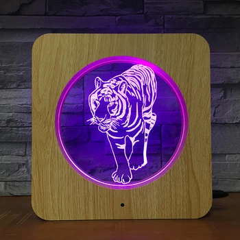 Tigre Animal 3D LED de Plástico Luz da Noite DIY Personalizado Lâmpada Lâmpada de Tabela de Cores Crianças de Presente de Decoração de Casa de DropShipping 2097