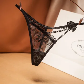 Ultra fino laço de lingerie sexy moda as mulheres de tanga sexy transparente T cueca