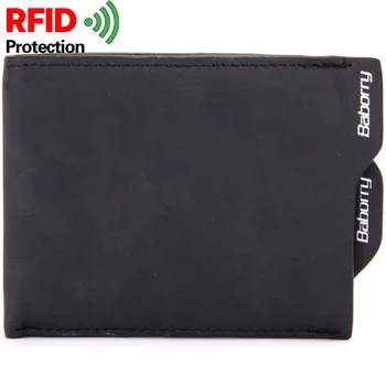 RFID Proteção contra Roubo de Homens Carteira de Couro PU Homem Carteira Sim Retro Bolsa de Negócios Curtas Bolsas Bolsa da Moeda do Titular do Cartão de Grande Capacidade